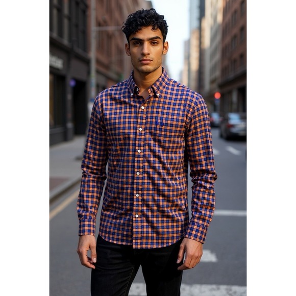 Polo Ralph Lauren Men Long Sleeve Button Up Shirt Custom Fit Plaid Flannel Sz L - Picture 1 of 10